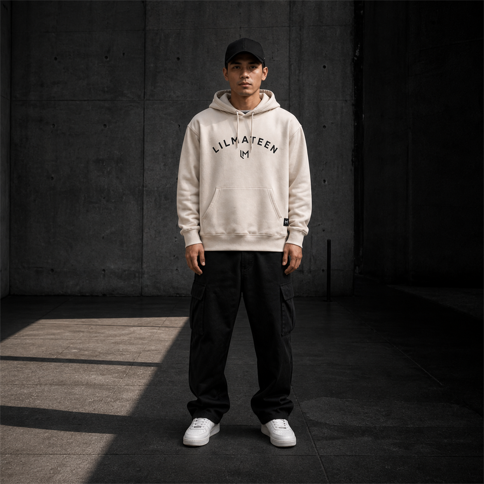 LILMATEEN Arch Logo Heavyweight Hoodie — Cream