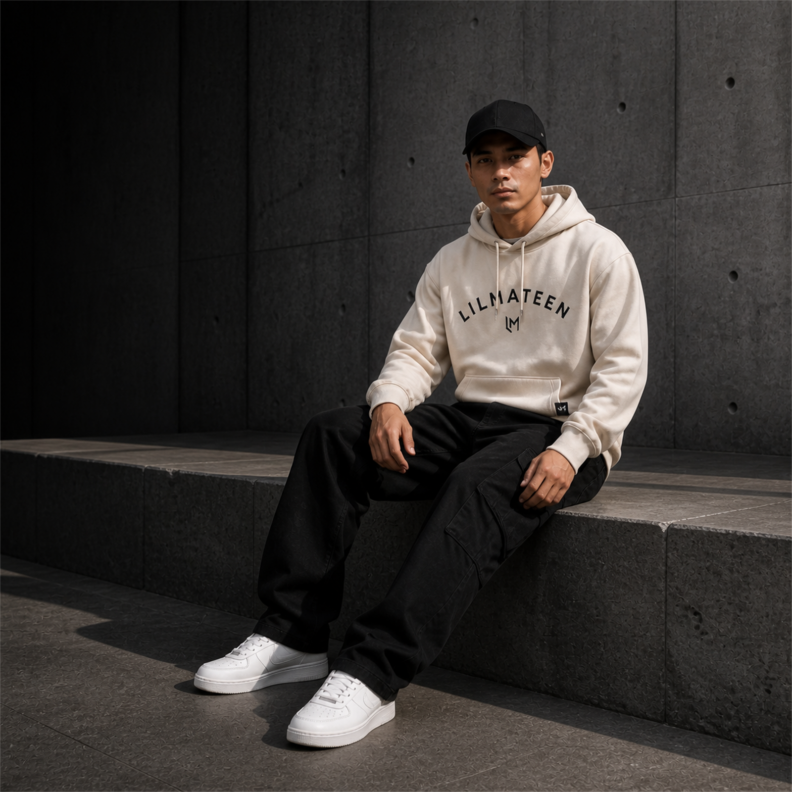 LILMATEEN Arch Logo Heavyweight Hoodie — Cream