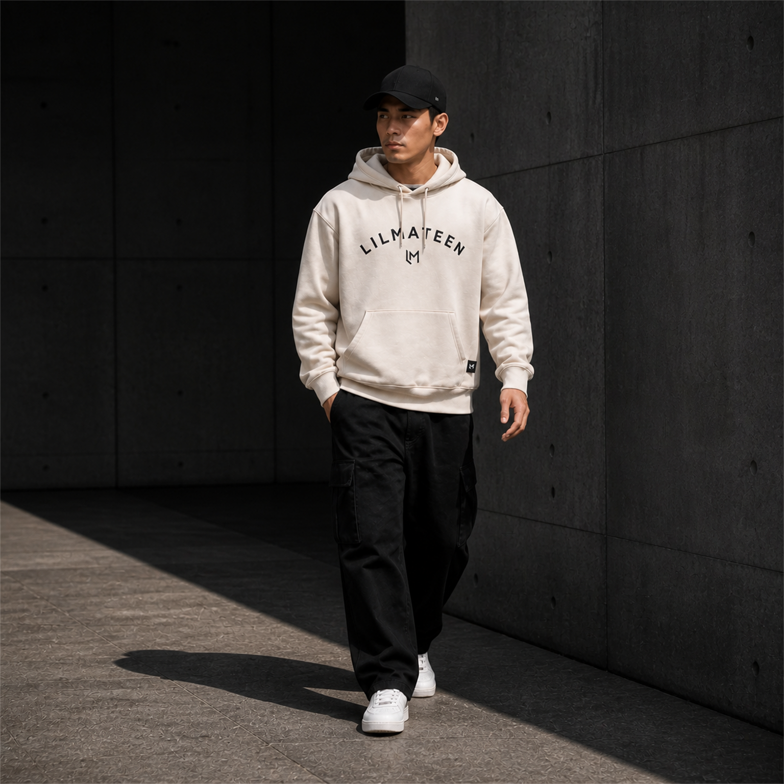 LILMATEEN Arch Logo Heavyweight Hoodie — Cream