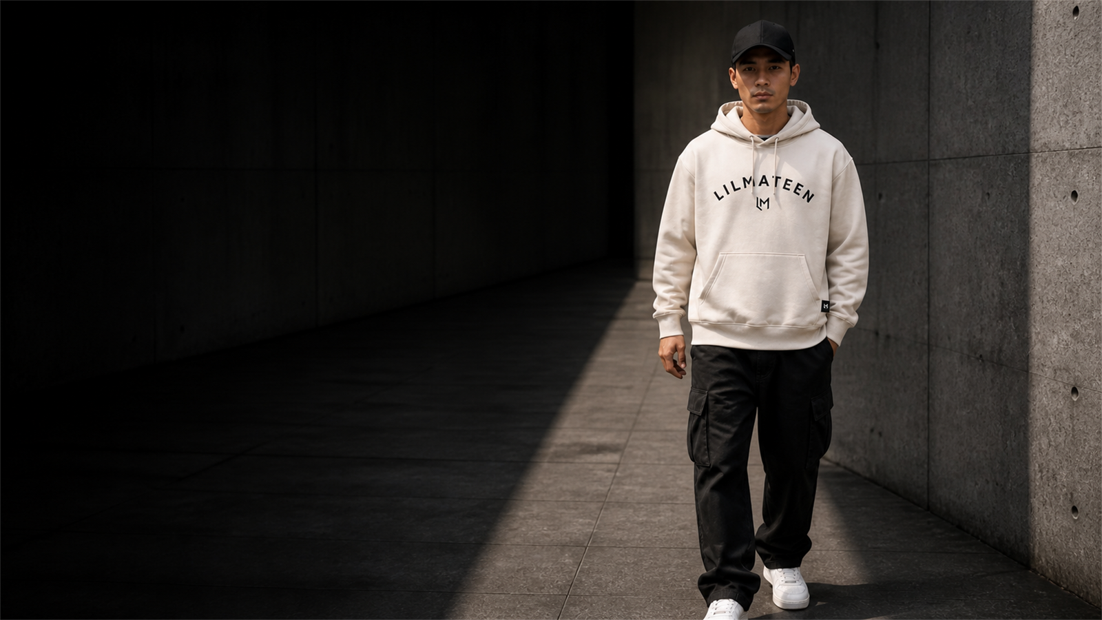LILMATEEN Arch Logo Heavyweight Hoodie — Cream